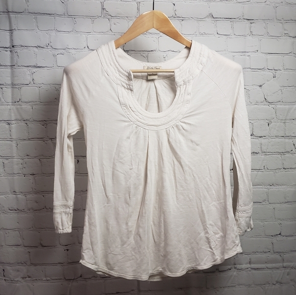 Lucky Brand Cream Horseshoe Neck Top Boho Hippie Western Bohemian Casual… - Picture 1 of 8